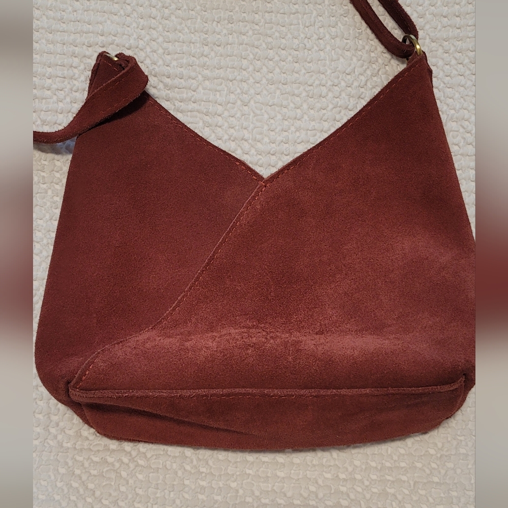 PORTLAND LEATHER NAOMI SHOULDER BAG IN "RED PANDA" SUEDE. AP SIZE SMALL - Picture 3 of 8